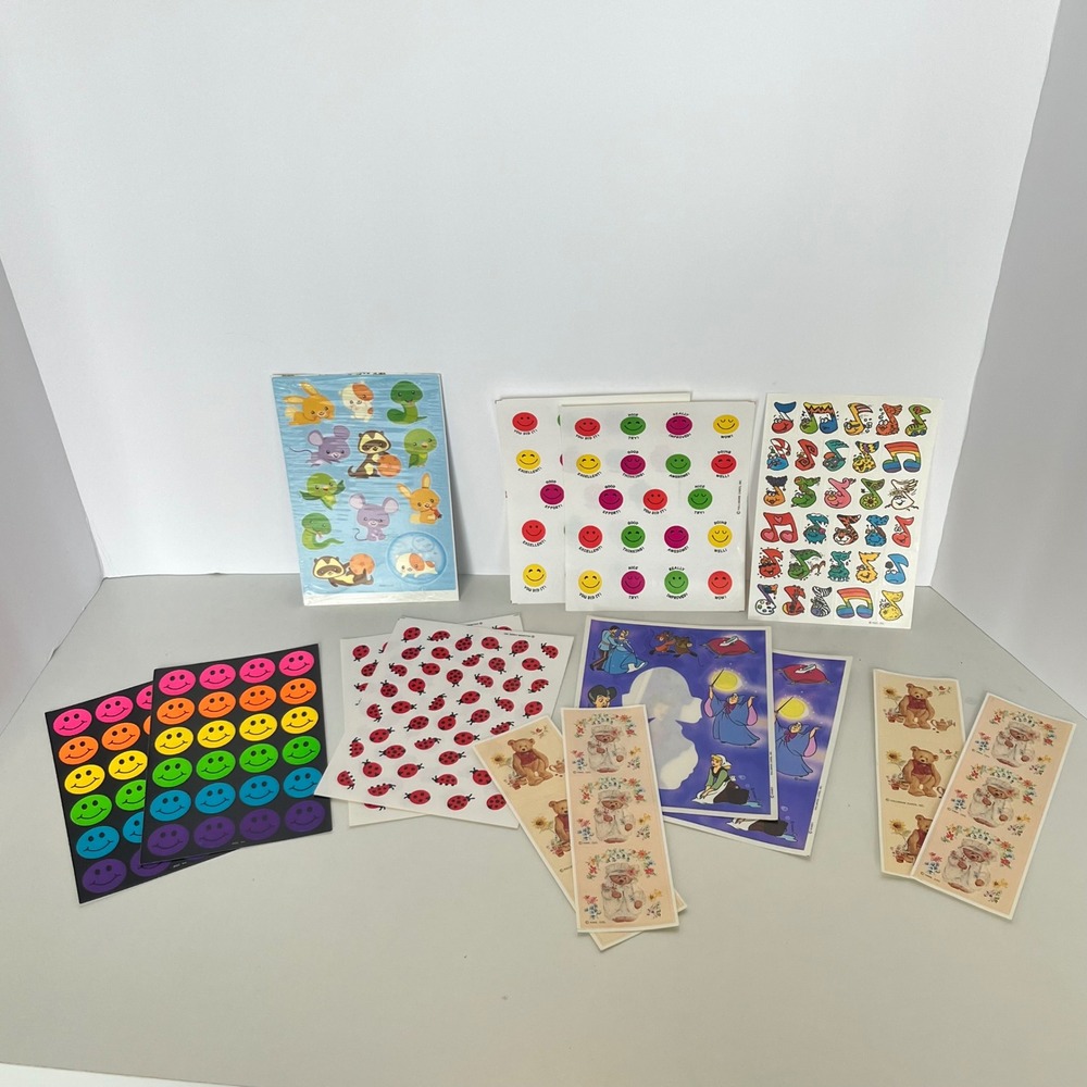 Vtg Hallmark American Greetings Sticker Lot Disney Cinderella Smiley Ladybug